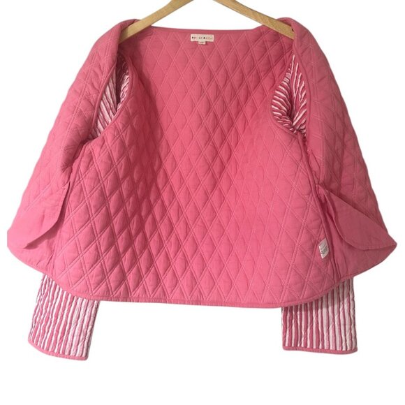 Roller Rabbit Checkboard Stripe Marni Pink Cropped Quilted Cotton Jacket L - Picture 8 of 16